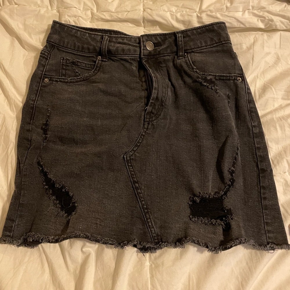 Black Jean skirt with holes!